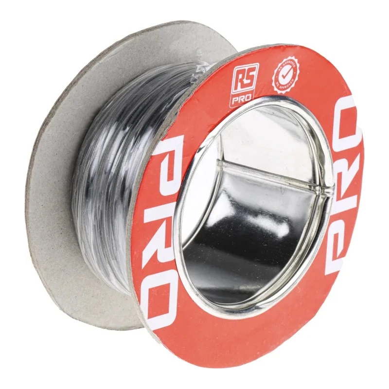 RS PRO Grey 0.22 mm² Hook Up Wire, 24 AWG, 7 x 0.2 mm Core Strands, 100 m Length, Silver Plated Copper Conductor 841-7260