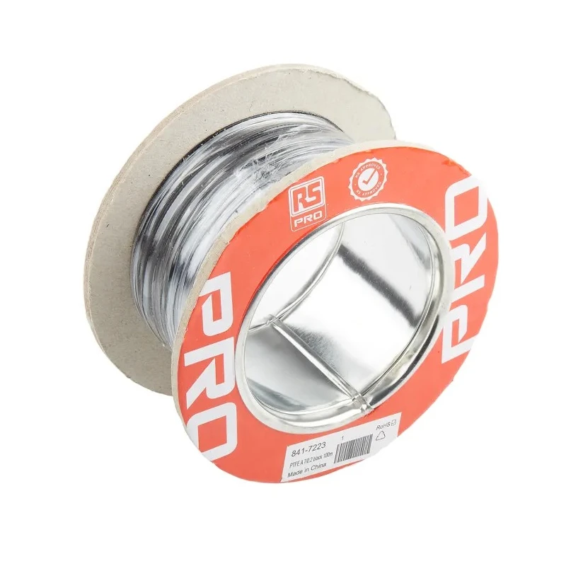 RS PRO Black 0.22 mm² Hook Up Wire, 24 AWG, 7/0.2 mm Core Strands, 100 m, Polytetrafluoroethylene, Model 841-7223