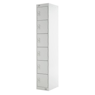 RS PRO 6 Door Steel Light Grey Industrial Storage Locker 1800 mm x 300 mm x 300 mm 833-2926