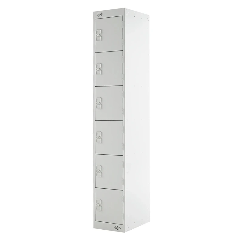 RS PRO 6 Door Steel Light Grey Industrial Storage Locker 1800 mm x 300 mm x 300 mm 833-2926
