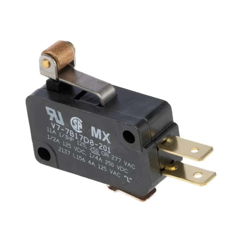 Honeywell Technologies Roller Lever Miniature Micro Switch, Quick Connect Terminal, 11A 125 V SPDT V7-7B17D8-201