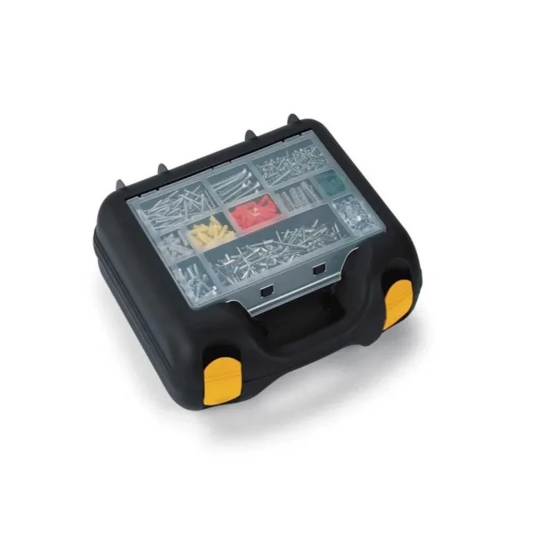 RS PRO Plastic Tool Box Black Yellow with 11 Compartments 387 mm x 130 mm x 340 mm 838-6529