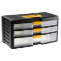 RS PRO Drawer Storage Unit 3 Polypropylene Black 203 mm x 391 mm x 197 mm 838-6554