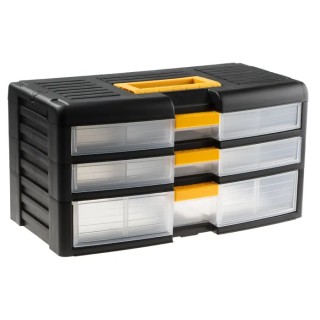 RS PRO Drawer Storage Unit 3 Polypropylene Black 203 mm x 391 mm x 197 mm 838-6554