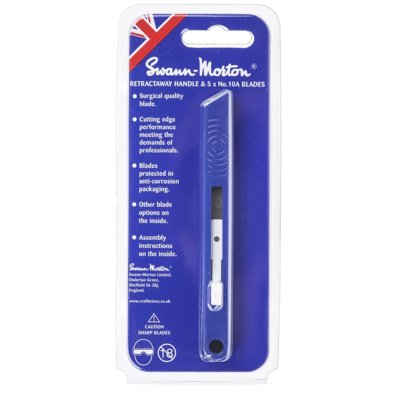 Swann-Morton Craft Knife Set Metal Handle Flat Blade 5 Blades 9206