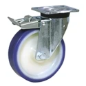 LAG Braked Swivel Castor, 450 kg Load Capacity, 200 mm Polyurethane Wheel, Stainless Steel Fork 36027FR