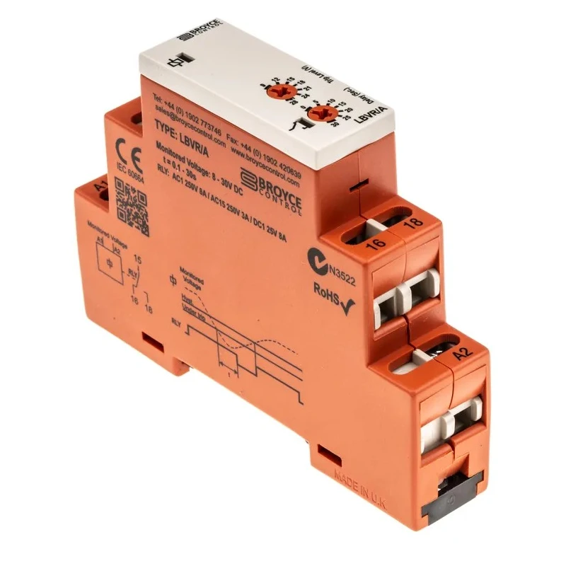 Broyce Control Monitoring Relay 3 Phase SPDT DIN Rail 24 V dc LBVR/A 12-24VDC