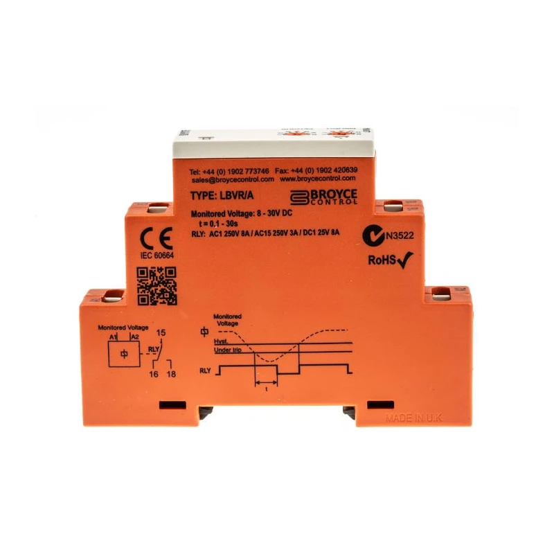 Broyce Control Monitoring Relay 3 Phase SPDT DIN Rail 24 V dc LBVR/A 12-24VDC