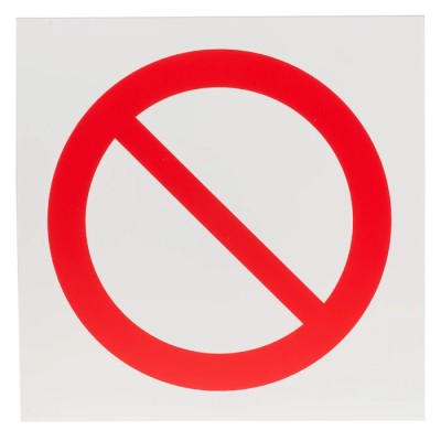 RS PRO Plastic General Prohibition Sign ISO 7010 Standard 200mm x 200mm 857-8677