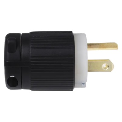 RS PRO 15A 125V USA Mains Plug Black Nylon Cable Cage Clamp 860-6738
