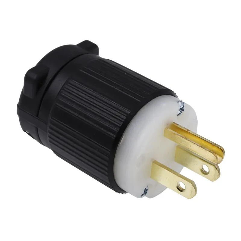 RS PRO 15A 125V USA Mains Plug Black Nylon Cable Cage Clamp 860-6738