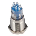 Bulgin Illuminated Push Button Switch, Latching, Panel Mount, 16.2 mm Cutout, DPDT Contact, Red LED, 250 V AC MP0045