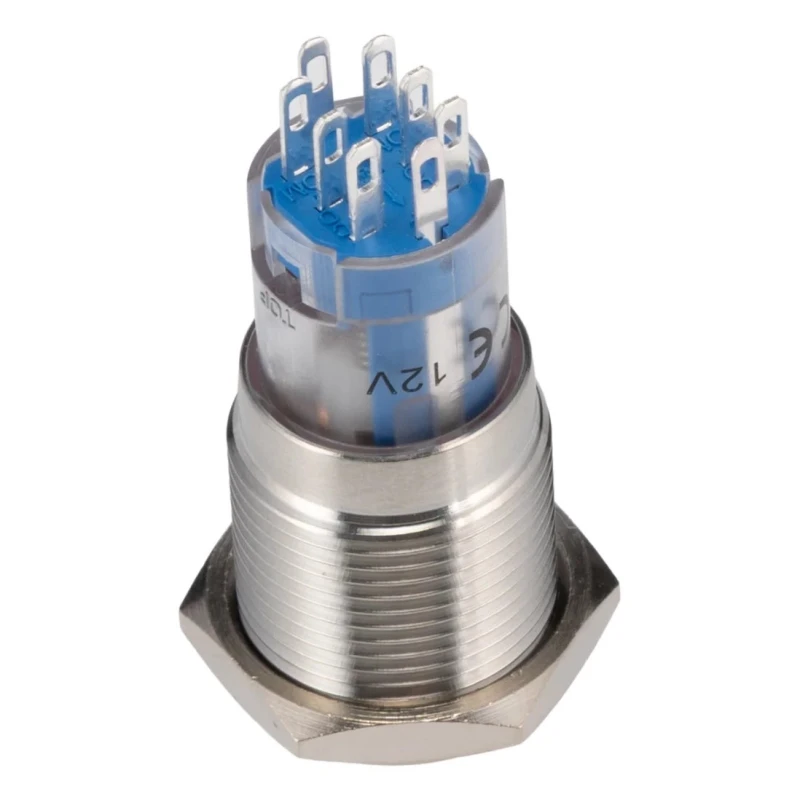 Bulgin Illuminated Push Button Switch, Latching, Panel Mount, 16.2 mm Cutout, DPDT Contact, Red LED, 250 V AC MP0045
