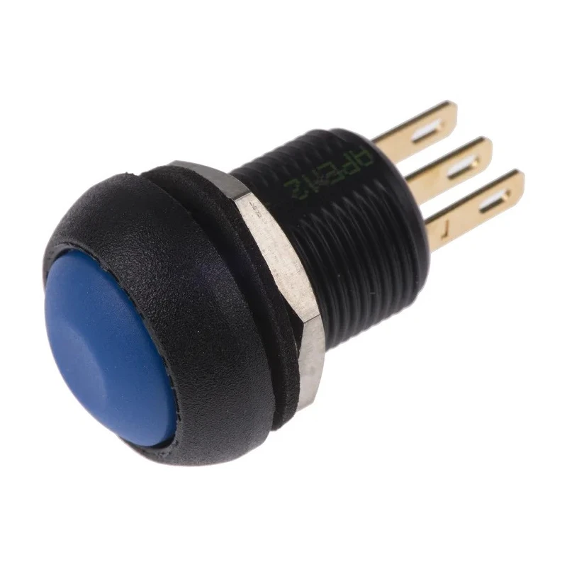 Apem Push Button Switch SPDT Momentary Panel Mount 13.6 mm Cutout Blue Actuator IP67 3A 28 V dc 250 V ac IMR7Z4B2UL