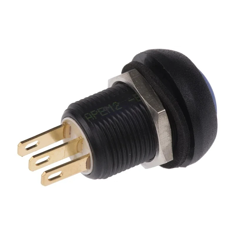 Apem Push Button Switch SPDT Momentary Panel Mount 13.6 mm Cutout Blue Actuator IP67 3A 28 V dc 250 V ac IMR7Z4B2UL