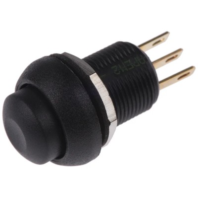 APEM IM Series Push Button Switch, Momentary, Panel Mount, 13.6 mm Cutout, SPDT Contact, IP67, Black Actuator IMR7Z422104UL