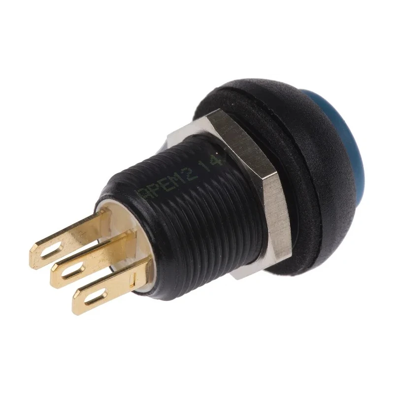 APEM IM Series Momentary Push Button Switch, Panel Mount, SPDT, Blue Actuator, 13.6 mm Cutout, IP67, 24 V dc, 3A IMP7Z412UL