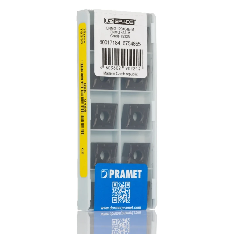 Pramet CNMG Series Indexable Lathe Part Diamond Shape 4.76 mm Height, 95° Approach, 12.9 mm Length CNMG 120404E-M:T9335