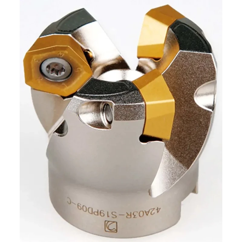 Pramet 19° Face Mill 80 mm Diameter, Bore 27 mm, 5 Inserts, 2 mm Cut Depth, Height 50 mm 80A05R-S19PD09-C