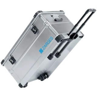 Zarges Metal Waterproof Watertight Wheeled Transit Case Aluminium, 500 mm x 385 mm x 800 mm 41813