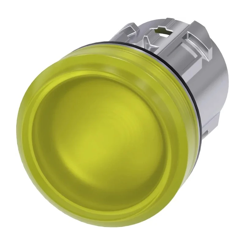 Siemens Yellow Pilot Light Head, 22 mm Cutout, Metal Bezel, IP69K Panel Mount SIRIUS ACT 3SU1051-6AA30-0AA0