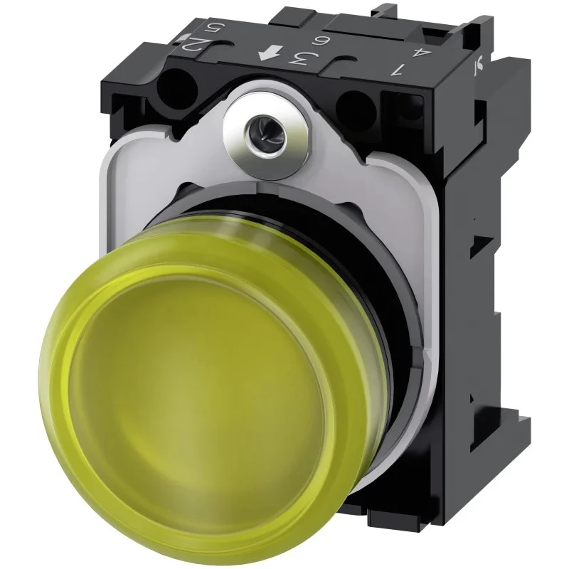 Siemens Panel Mount Yellow LED Pilot Light SIRIUS ACT 3SU11 22 mm Cutout 24 V AC/DC IP20 Round 3SU1102-6AA30-1AA0