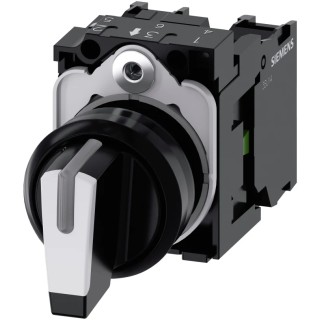 Siemens Selector Switch 3 Position Illuminated Latching 2 NO Contacts IP20 10A Current 3SU1100-2BL60-1NA0
