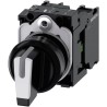 Siemens Selector Switch 3 Position Illuminated Latching 2 NO Contacts IP20 10A Current 3SU1100-2BL60-1NA0