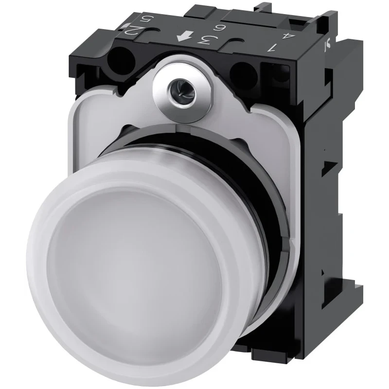 Siemens Panel Mount White LED Pilot Light SIRIUS ACT 3SU11, 22 mm Cutout, 24 V ac/dc, IP66 IP69K IP67 3SU1102-6AA60-1AA0