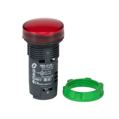 Schneider Electric Panel Mount Red LED Pilot Light 24V AC/DC 22 mm Cutout IP66 Harmony XB5 XB5EVB4