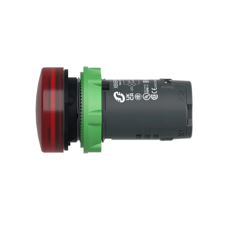 Schneider Electric Panel Mount Red LED Pilot Light Harmony XB5 22 mm Cutout 110V AC, 120V AC, IP66 XB5EVG4
