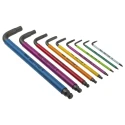 Wera 9 Piece L Metric Hex Key Set, Hex Size 1.5 to 10 mm, Steel, Black Finish 05073593001