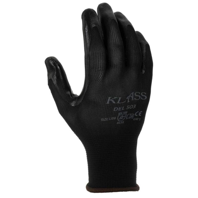 RS PRO Black Polyester Work Gloves Size 9 Nitrile Coating 869-1578