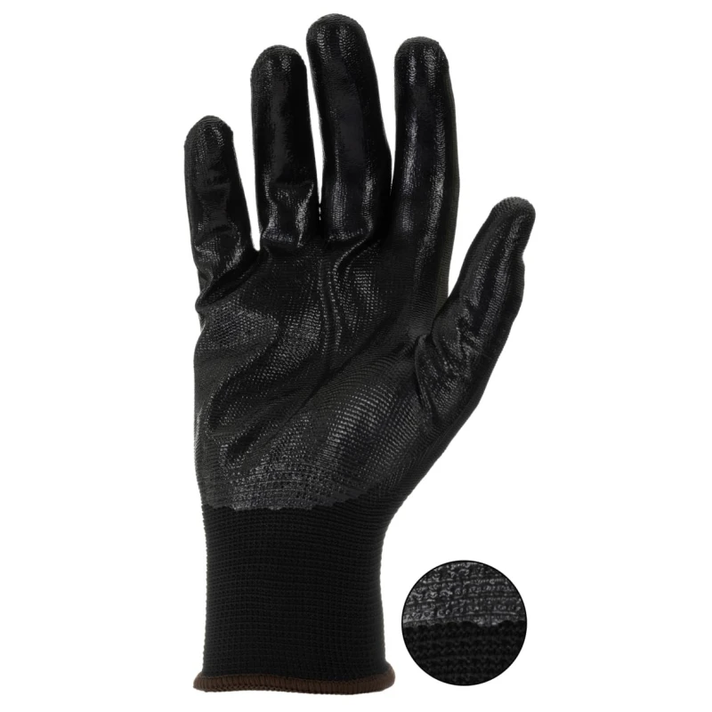 RS PRO Black Polyester Work Gloves Size 9 Nitrile Coating 869-1578
