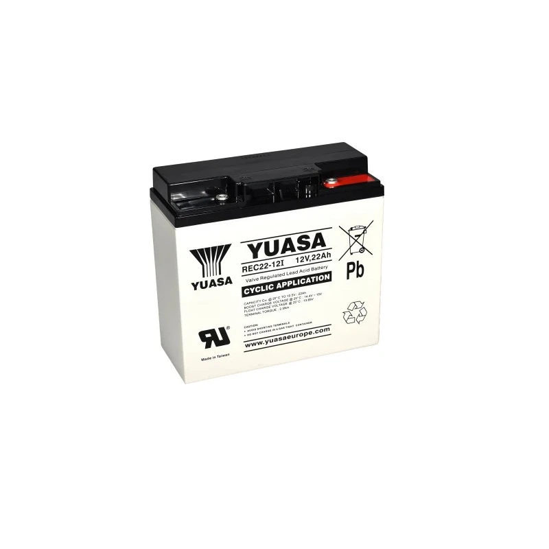 Yuasa VRLA AGM Sealed Lead Acid Battery 12 V, 22 Ah, M5 Insert Terminal, 76.2mm x 167mm REC22-12I