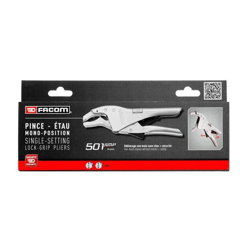 Facom 1-Piece Locking Plier Ergonomic Handle Chrome Molybdenum Steel 250mm Overall 501AMPPB