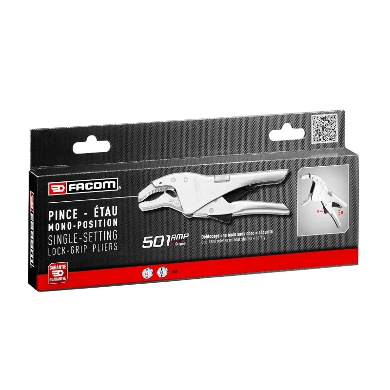 Facom 1-Piece Locking Plier Ergonomic Handle Chrome Molybdenum Steel 250mm Overall 501AMPPB