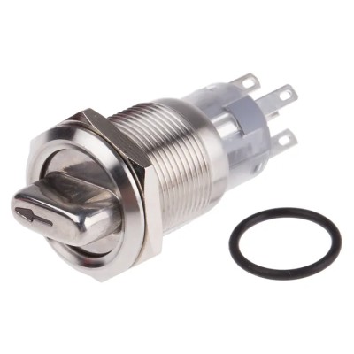 RS PRO Illuminated Rotary Selector Switch 2 Position On-On 24 V 5 A IP67 Maintained 90° Throw 877-1965