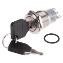 RS PRO Stainless Steel IP40 Key Switch, SPDT, 5A 3-Way, Latching Operation, Panel Cut-Out 19.2 mm IP40