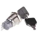 RS PRO Stainless Steel IP40 Key Switch, SPDT, 5A 3-Way, Latching Operation, Panel Cut-Out 19.2 mm IP40