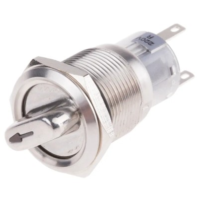 RS PRO Anti-Vandal IP67 Stainless Steel Rotary Selector Switch 19mm 12V/24V/220V LED Illumination 877-1974