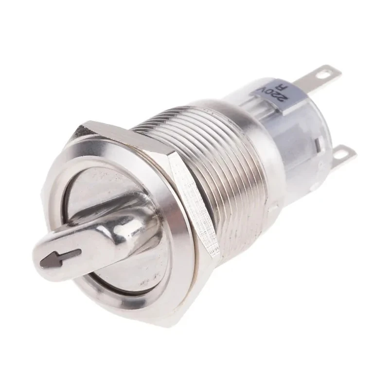 RS PRO Anti-Vandal IP67 Stainless Steel Rotary Selector Switch 19mm 12V/24V/220V LED Illumination 877-1974