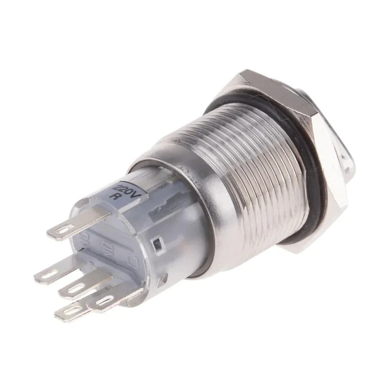 RS PRO Anti-Vandal IP67 Stainless Steel Rotary Selector Switch 19mm 12V/24V/220V LED Illumination 877-1974