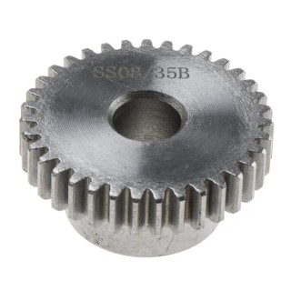RS PRO Steel 35 Teeth Spur Gear, 0.8 Module, 8mm Bore, 28 mm Pitch Diameter, 19 mm Hub Diameter 878-7884