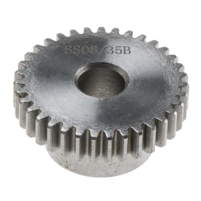 RS PRO Steel 35 Teeth Spur Gear, 0.8 Module, 8mm Bore, 28 mm Pitch Diameter, 19 mm Hub Diameter 878-7884
