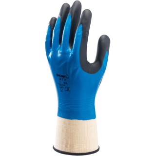 Showa Nitrile Foam Grip FC Blue Nylon, Polyester Work Gloves Size 8 SHO377