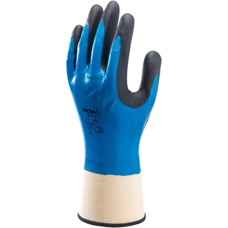 Showa Nitrile Foam Grip FC Blue Nylon, Polyester Work Gloves Size 8 SHO377