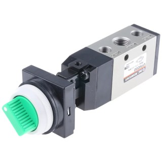 SMC Twist Selector Pneumatic Manual Control Valve VFM300 Series Rc 1/4, 5/2 Way, Aluminium Alloy Body 0.9 MPa VFM350-02-34G