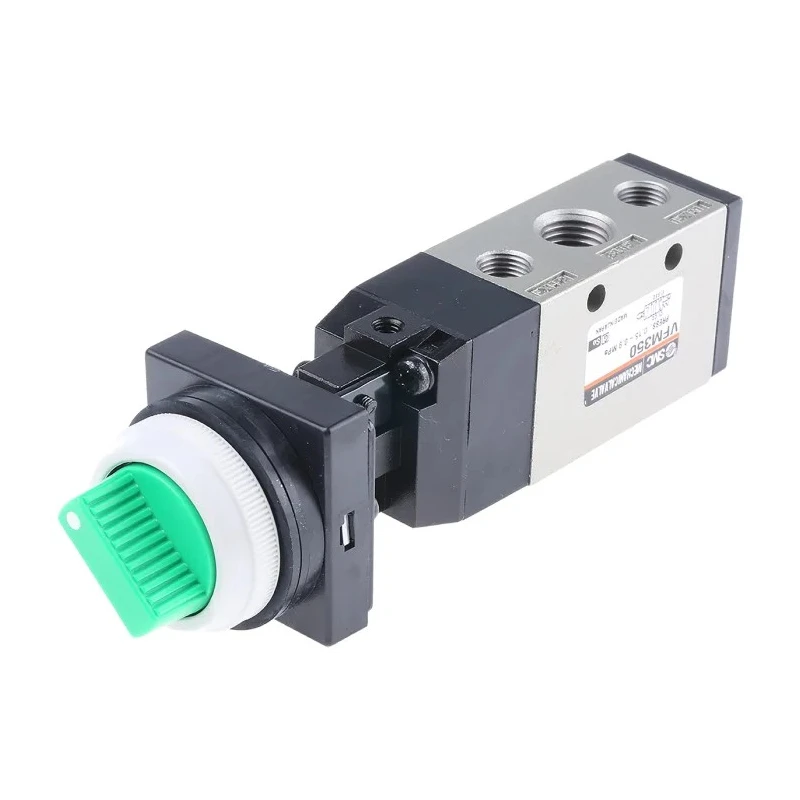 SMC Twist Selector Pneumatic Manual Control Valve VFM300 Series Rc 1/4, 5/2 Way, Aluminium Alloy Body 0.9 MPa VFM350-02-34G