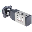 SMC Twist Selector Pneumatic Manual Control Valve VFM300 Series Rc 1/4, 5/2 Way, Aluminium Alloy Body 0.9 MPa VFM350-02-34G